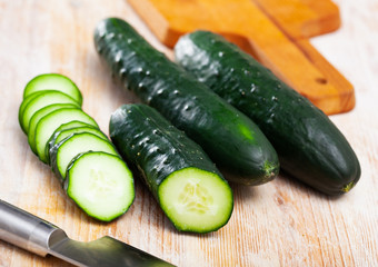 Fresh cucumbers with chopped slices