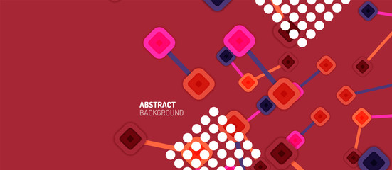 Abstract square dot connections, flat style multicolored geometric background for Wallpaper, Banner, Background, Card, Book Illustration, landing page or poster design
