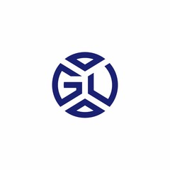 GU monogram logo with abstract shapes in modern style