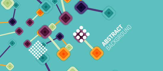 Abstract square dot connections, flat style multicolored geometric background for Wallpaper, Banner, Background, Card, Book Illustration, landing page or poster design