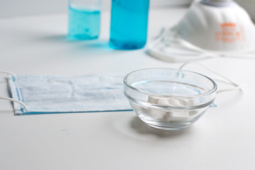 Virus protection, respirator, mask, tablets, hand gel, clean hands.