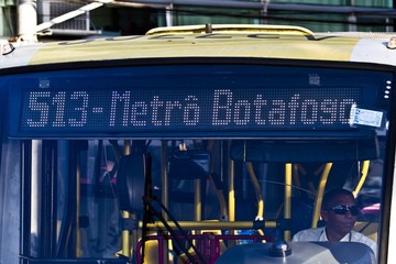 Beautiful shot of one of the Rio de Janeiro's buses going to a metro station