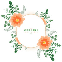 Floral wedding invitation card template - Vector illustration