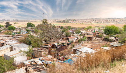 Obraz premium Poor townships next to Johannesburg, South Africa
