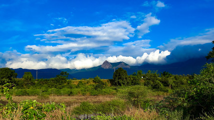 Mountain landscape with blue sky