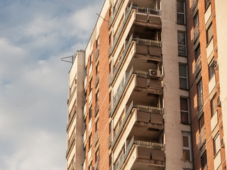 Communist housing buildings, in a decay and diplapidated condition in Belgrade Serbia. This kind of...