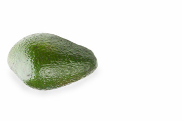  A green avocado fruit isolated on white background