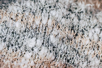 Close up sur des mailles en laine chaude, arrière plan matière douce