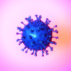 coronavirus with red backlit square composition