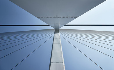  Close up of cable stayed bridge.  Tatara Bridge(1,480 m) in Seto Inland Sea, Japan. 