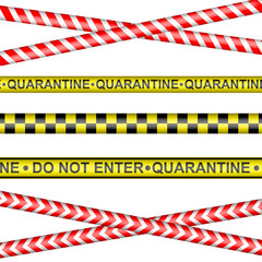 Quarantine. Signal, police tape. No entry. Coronavirus infection. Medical concept