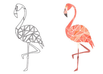 Coloring book for children flamingo mosaic 