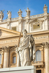 Statue in front of Saint Peter's Basilica (in italian Basilica di San Pietro a Roma) Rome Italy