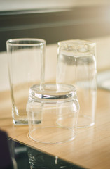 glasses on a table