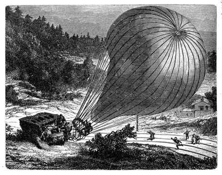 Disaster of the balloon  Le Geant of Felix Tournachon, the first aerial photographer, near Hanover in 1863