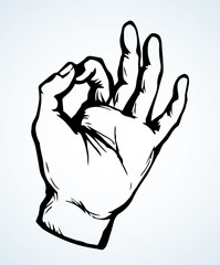 Hand shows OK. Vector drawing