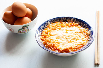 instant noodle also know as Maggie with eggs