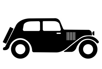 vintage car symbol, classic vintage car icon - obrazy, fototapety, plakaty