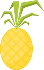 illustration of a yellow pineapple with green leafs