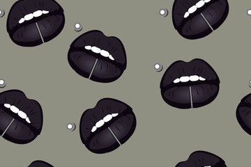 Dark lips, sexy print. Fashion pattern, seasonal trend, Youth style, seamless vector texture for design, fabric, textile, print, wallpaper, packaging