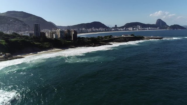 Beautiful image of Rio de Janeiro with the beaches of Ipanema and Copacabana, in the background Christ the Redeemer and Sugarloaf Mountain.