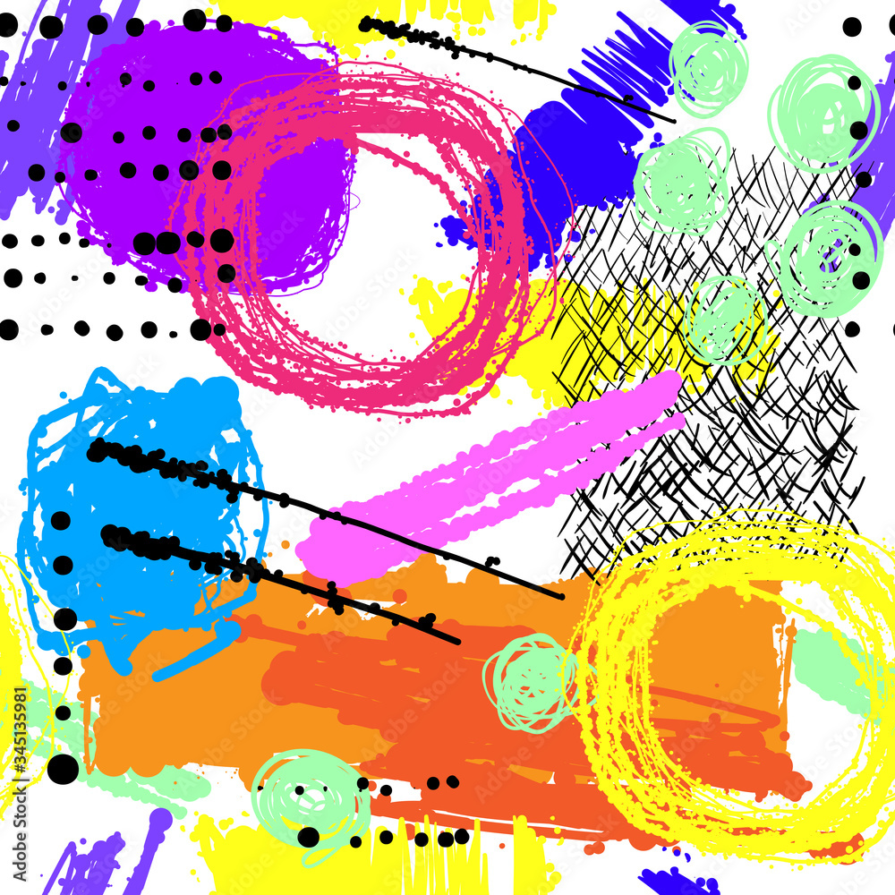 Wall mural seamless pattern. abstract vector illustration. colorful handdrawn background. summer design. bright