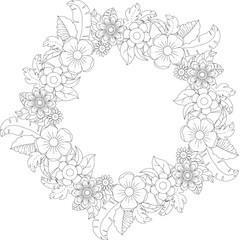 vector floral wreath frame with flowers