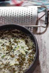 Greek Turkish yogurt sauce, cucumber and herbs