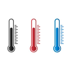 Thermometer flat icon set. Isolated vector illustration.