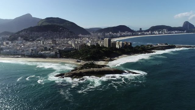 Aerial image of "Pedra do Arpoador" in Rio de Janeiro, Brazil.