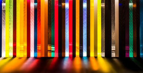 light through Stack of different colours Cast Acrylic Sheet - obrazy, fototapety, plakaty