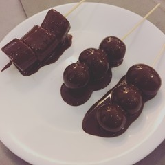 chocolate fruits on a plate