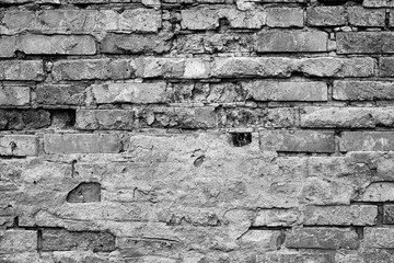 Background the old crumbling brick walls.