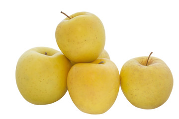  fruit yellow apples on a white background