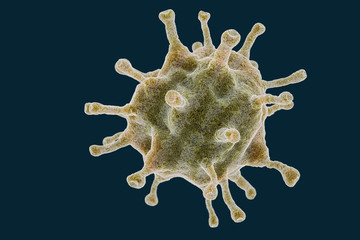 Virus 3d rendering. Illustration showing structure of epidemic coronavirus