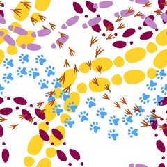 Seamless pattern. Footprints on a white background. Digital illustration