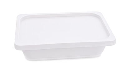 Plastic container on white background