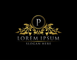 Luxury Gold P Letter Logo template in vector for Restaurant, Royalty, Boutique, Cafe, Hotel, Heraldic, Jewelry, Fashion and other vector illustration