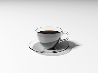 Hot coffee americano on white background