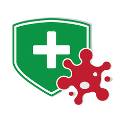 Virus protection sign isolated on white background