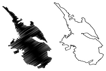 Trieste City (Italian Republic, Italy, Friuli-Venezia Giulia) map vector illustration, scribble sketch City of Trieste map