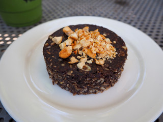 almond brownie cake on the table