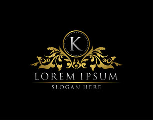 Luxury Gold K Letter Logo template in vector for Restaurant, Royalty, Boutique, Cafe, Hotel, Heraldic, Jewelry, Fashion and other vector illustration