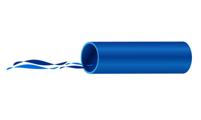 Illustration of PVC pipe plumbing with water flow graphic design logo