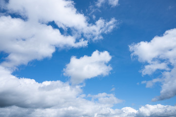 Naklejka na ściany i meble natural blue sky with sun and light clouds