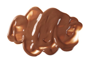 Chocolate cream spread isolated on white background, top view