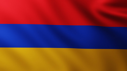 Large Flag of Armenia fullscreen background in the wind