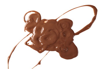 Chocolate cream spread isolated on white background, top view