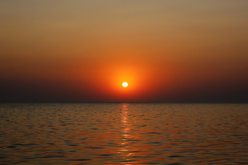 Red sunset on the Mediterranean sea