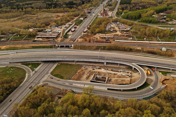 panoramic view of an urban area filmed from a drone